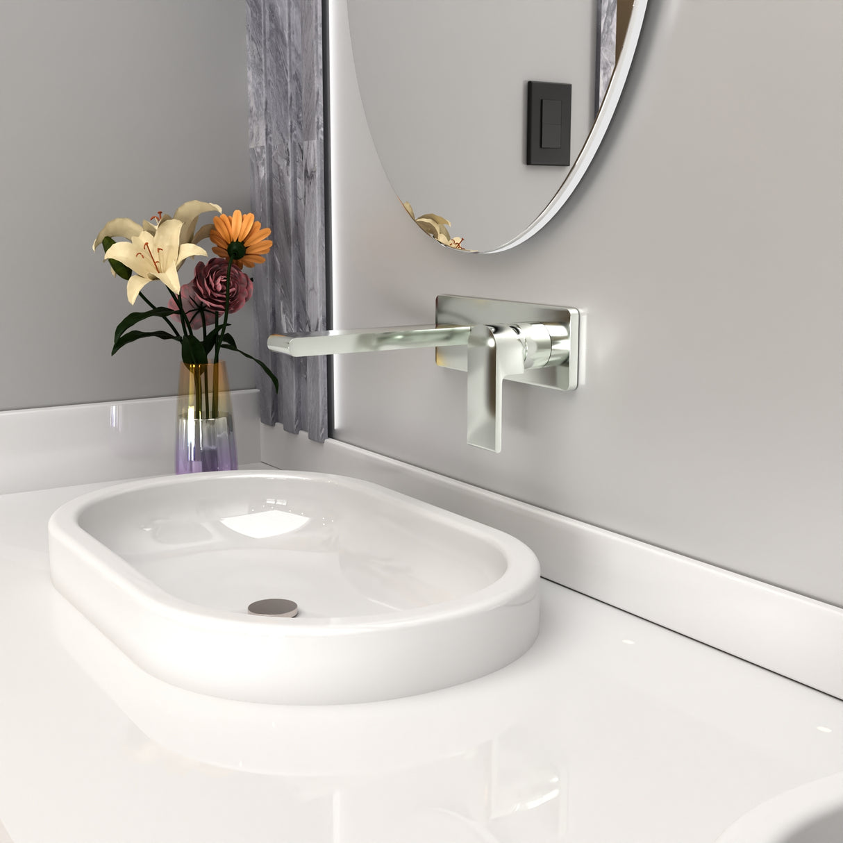 Bianca Wall Basin/Bath Mixer 187mm Chrome