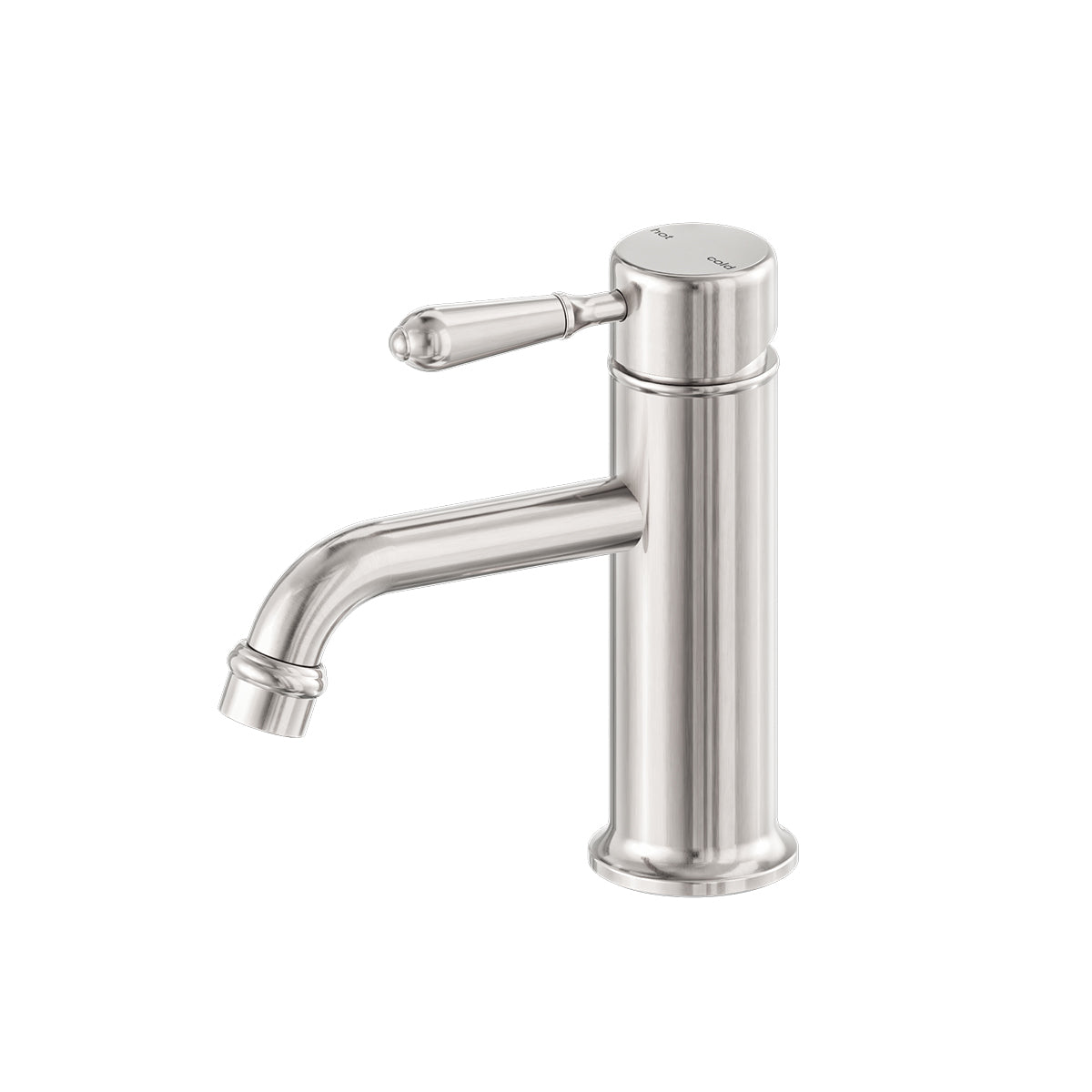 York Straight Basin Mixer With Metal Lever Brushed Nickel