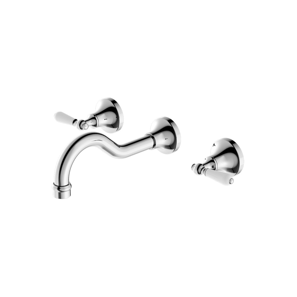York Wall Basin Set With White Porcelain Lever Chrome