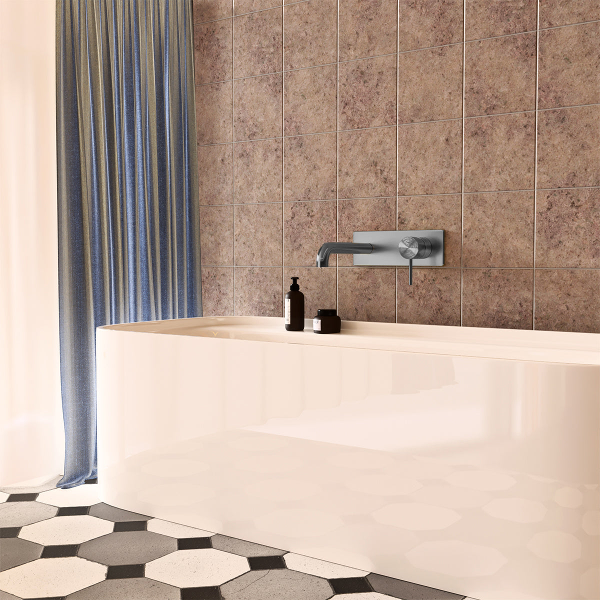 Mecca Wall Basin/Bath Mixer 230mm Gun Metal