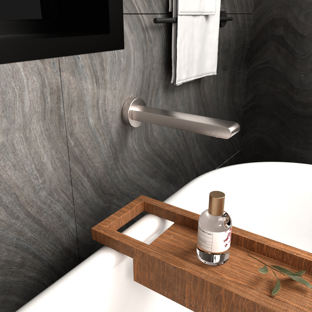 Bianca Fixed Bath Spout Only 200mm Brushed Nickel