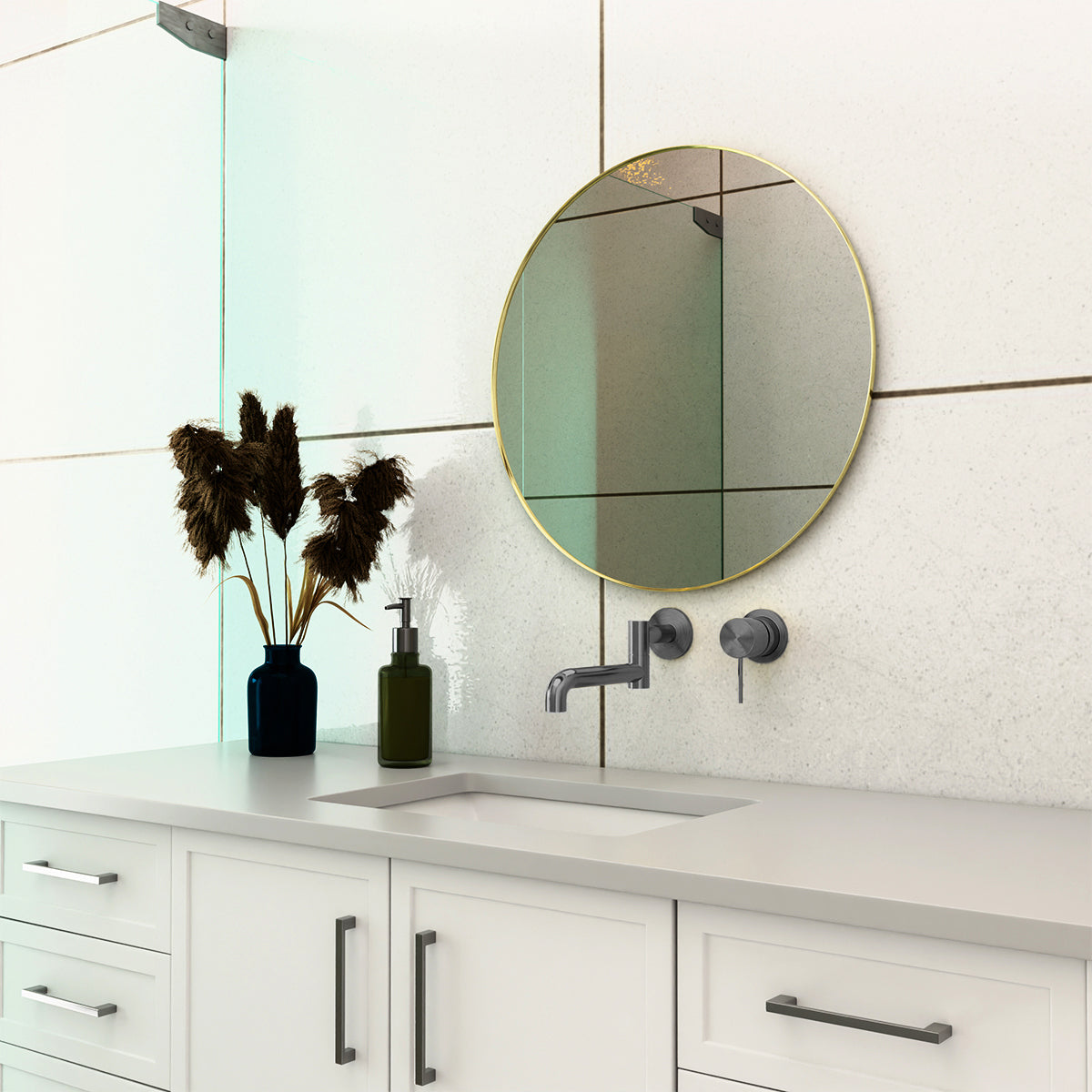 Mecca Wall Basin/Bath Mixer Swivel Spout 225mm Gun Metal