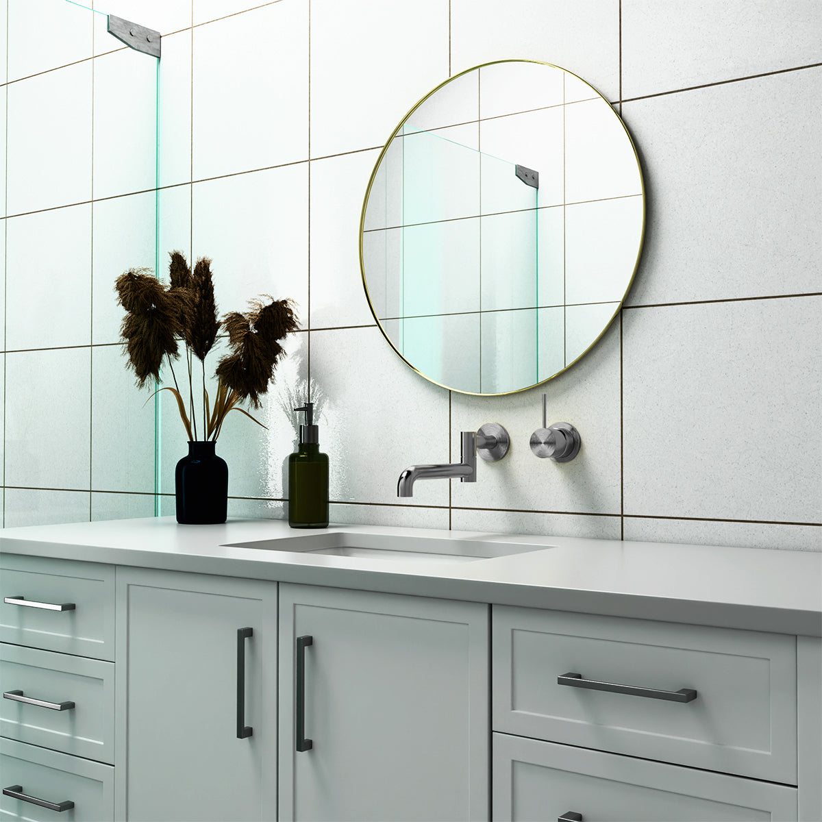 Mecca Shower Mixer Handle Up 80mm Plate Gun Metal