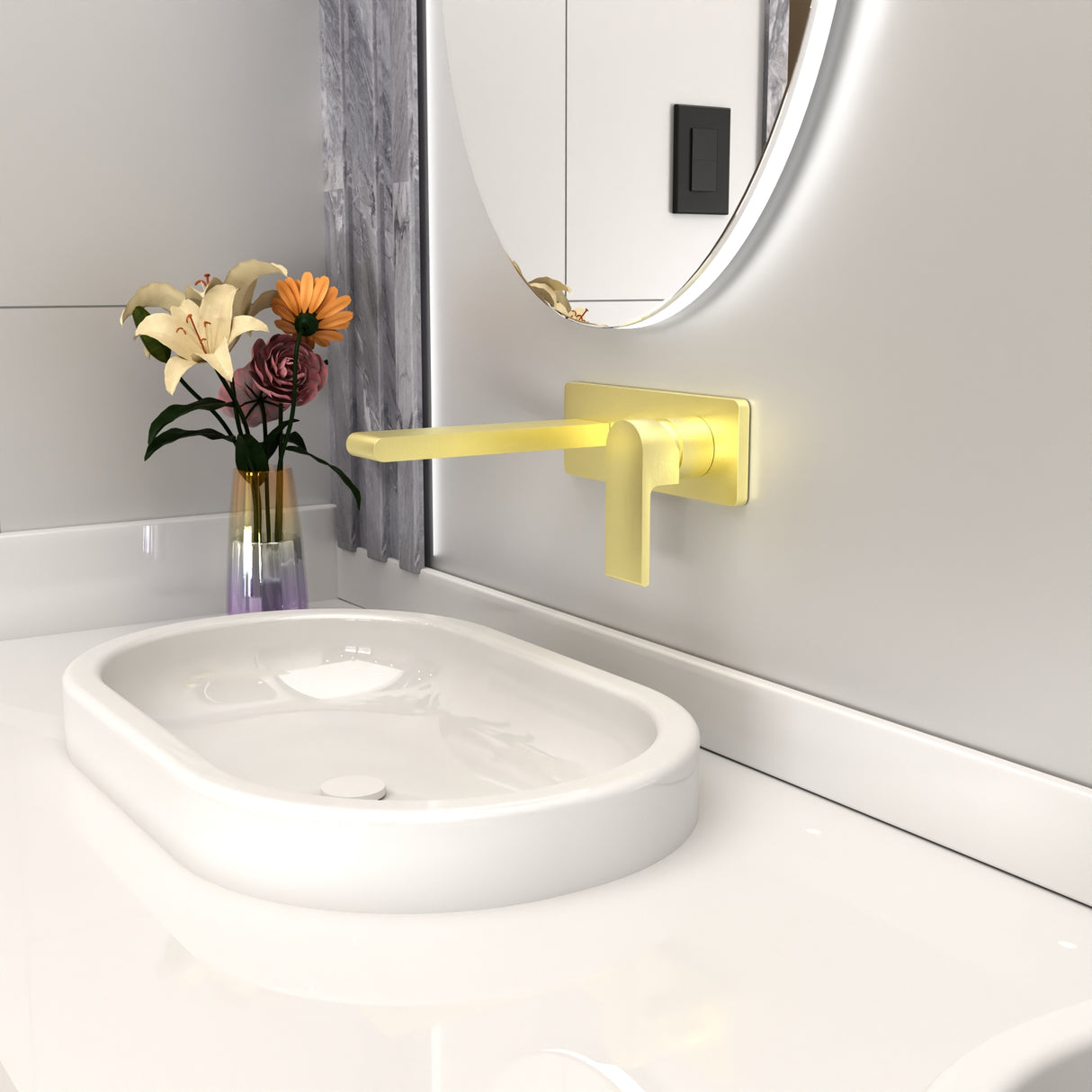 Bianca Wall Basin/Bath Mixer 187mm Brushed Gold