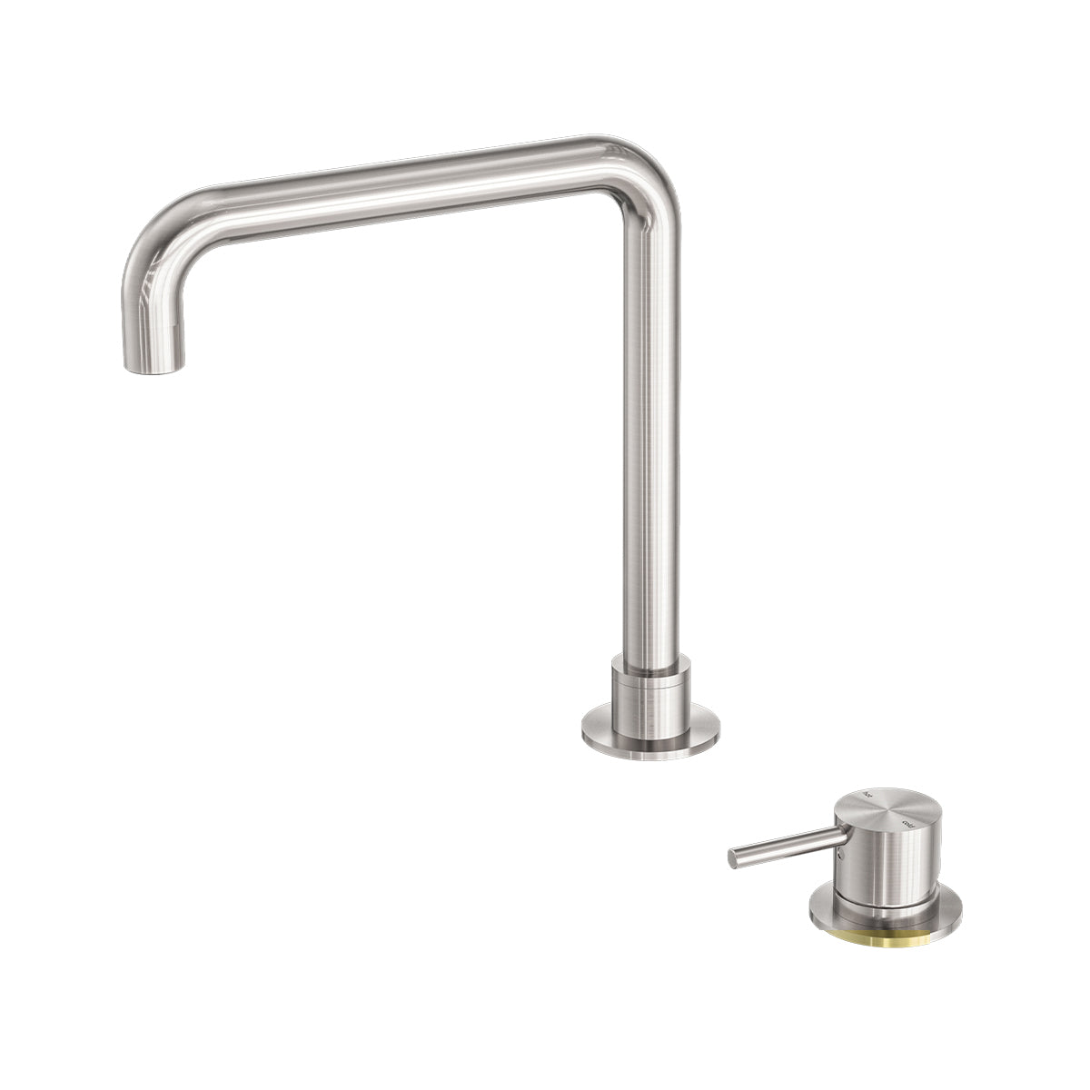 Mecca Hob Basin Mixer Square Swivel Spout Brushed Nickel