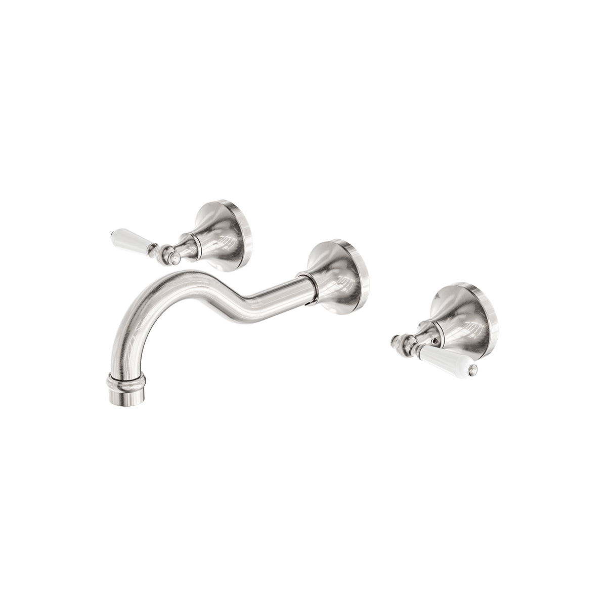 York Wall Basin Set With White Porcelain Lever Brushed Nickel