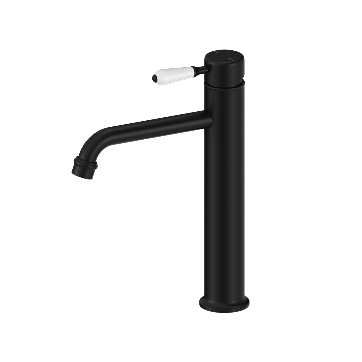 York Straight Tall Basin Mixer With White Porcelain Lever Matte Black