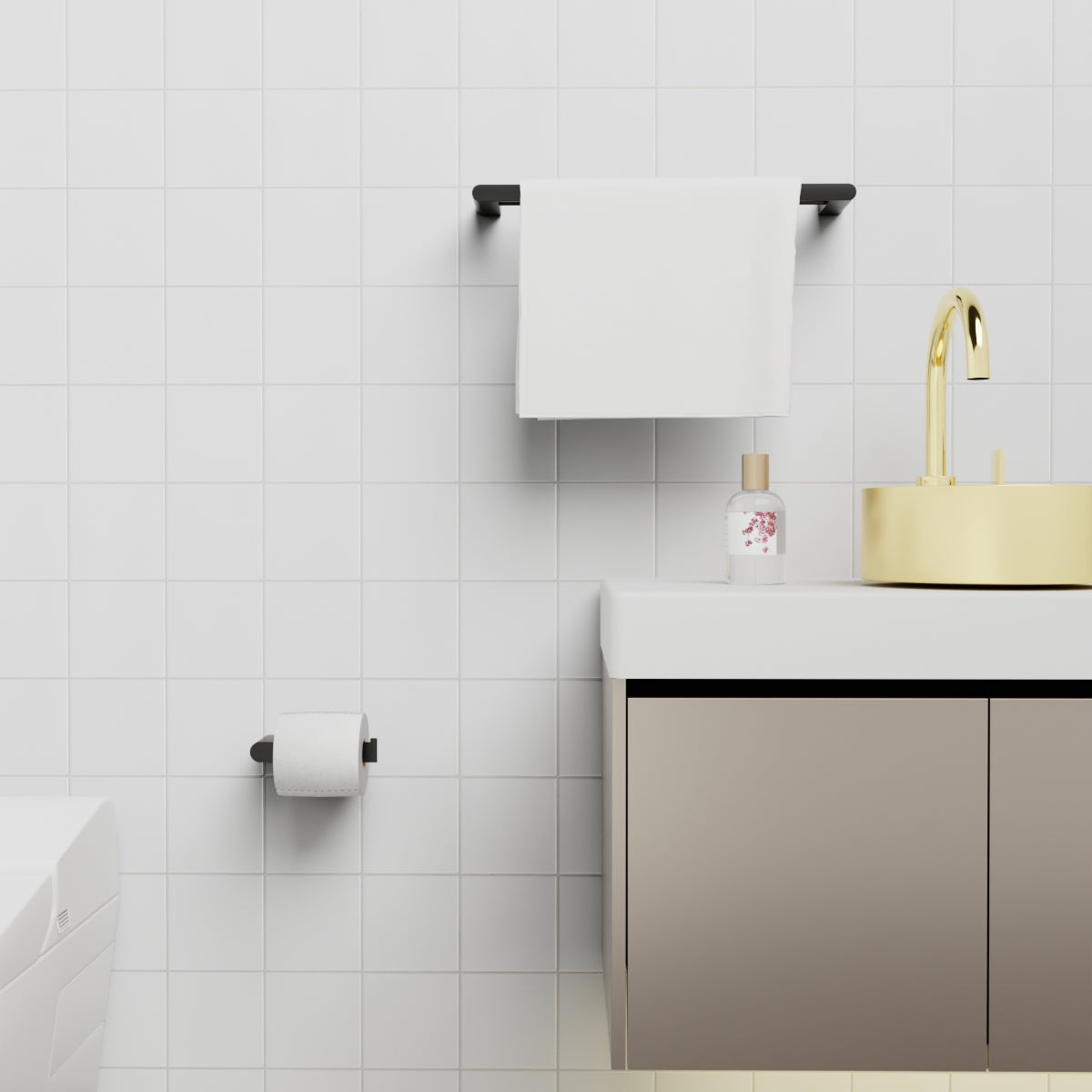 Bianca Double Towel Rail 800mm Matte Black