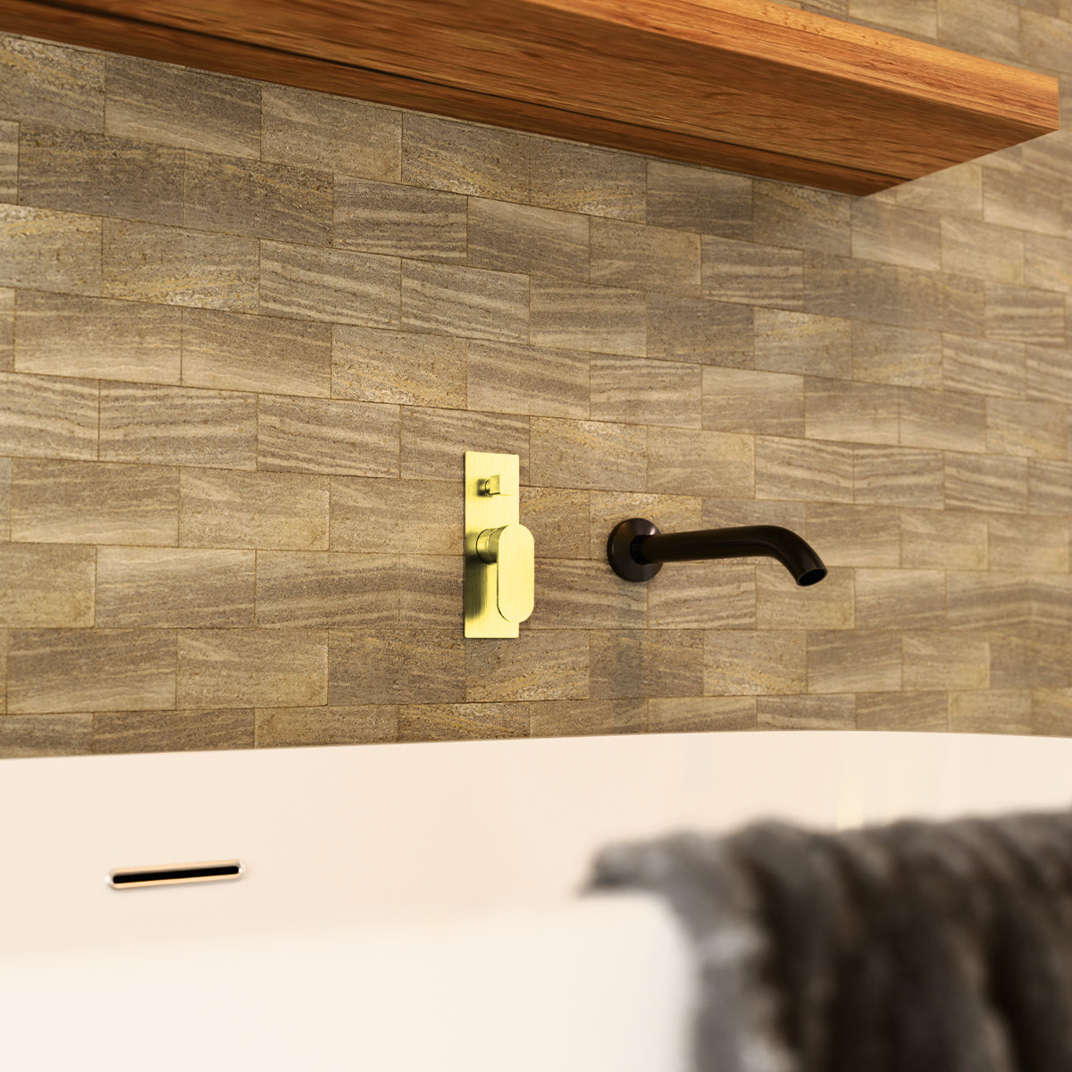 Ecco Shower Mixer With Divertor Brushed Gold