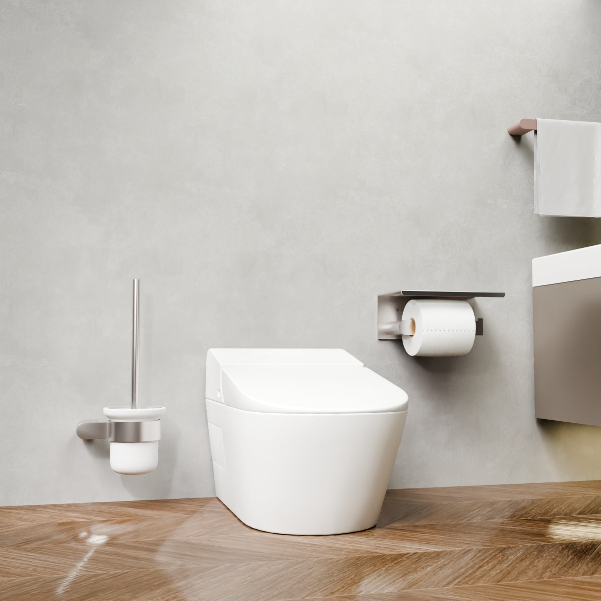 Bianca Toilet Roll Holder With Phone Holder Brushed Nickel