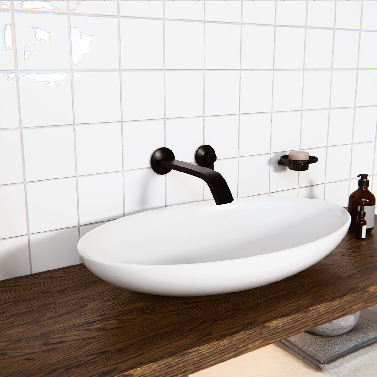 Components Wall Mount Basin Spout Ribbon Trim-Matte Black