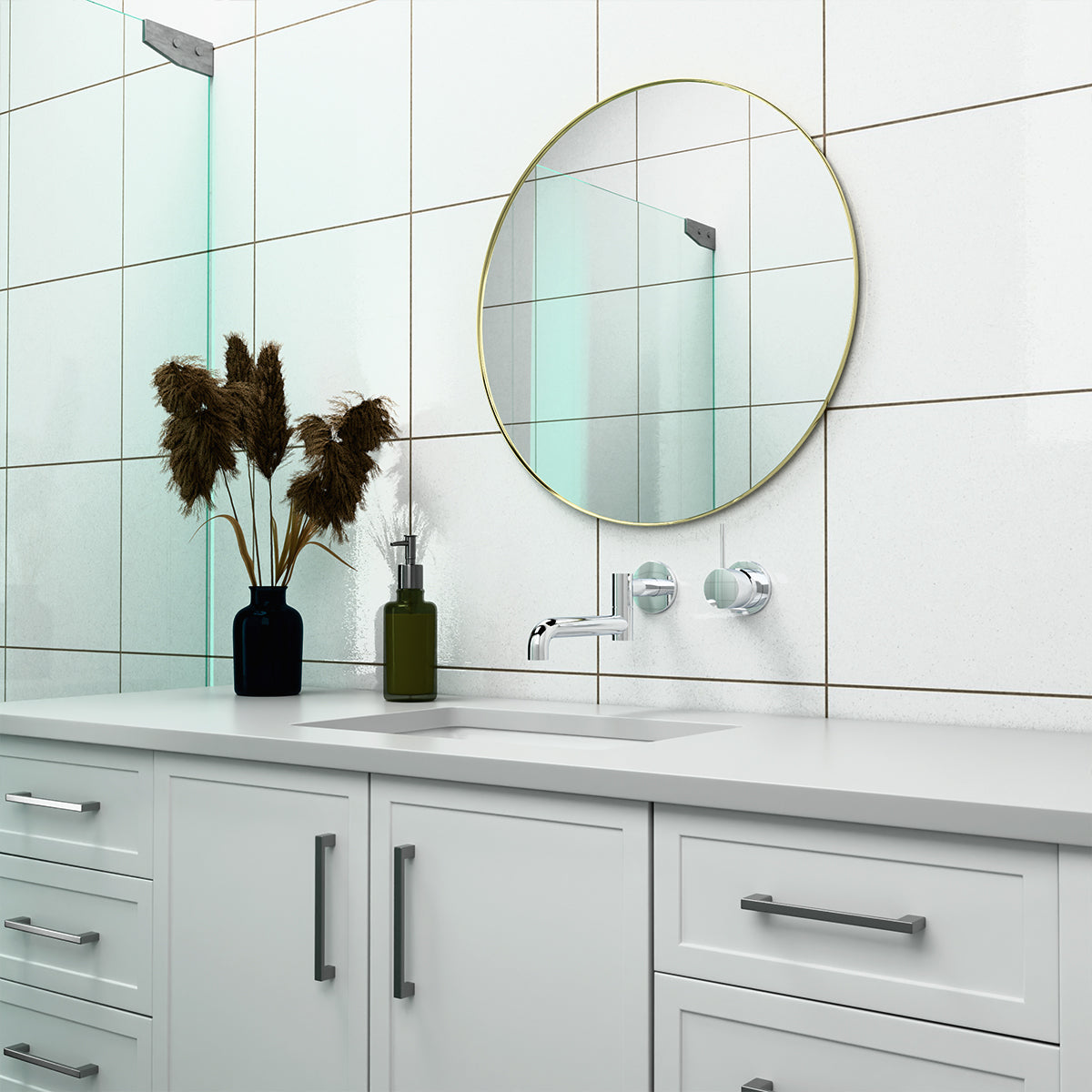 Mecca Shower Mixer Handle Up 80mm Plate Chrome