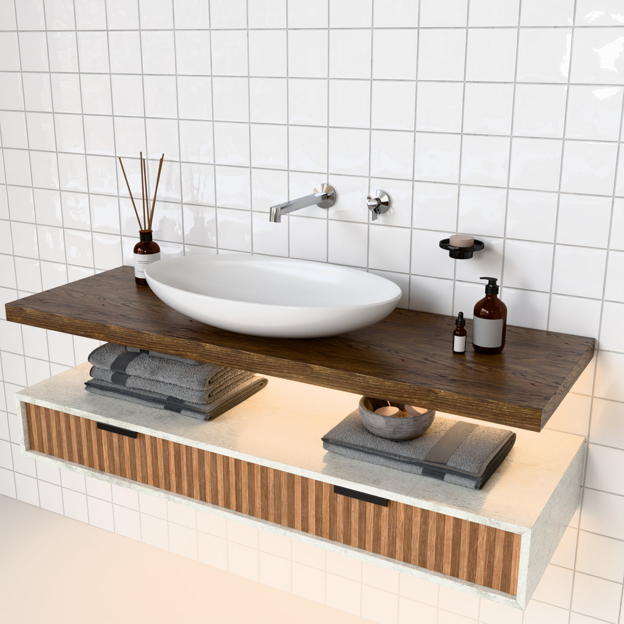 Components Row Basin Spout - Polished Chrome