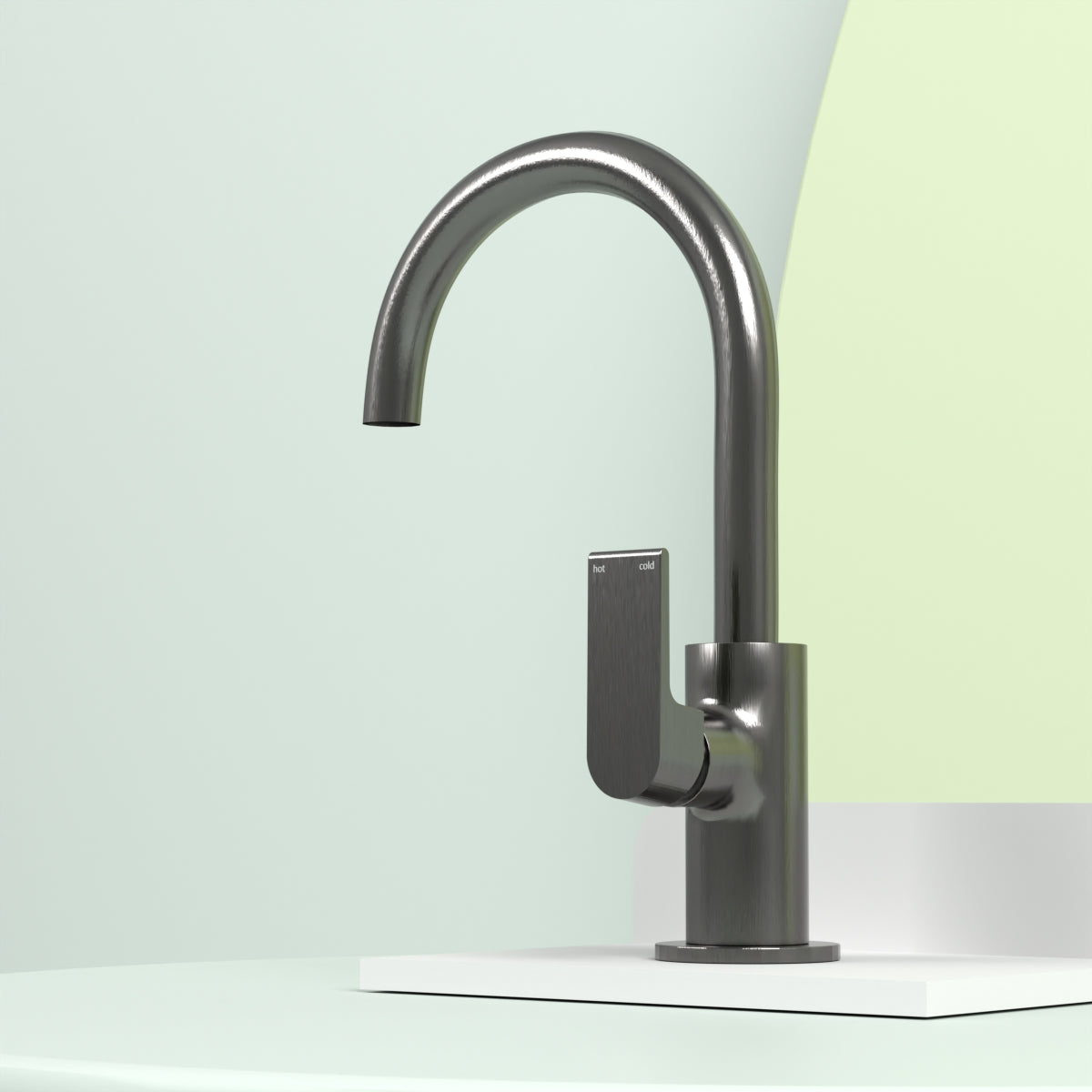 Bianca Kitchen Mixer Gooseneck Spout Gun Metal