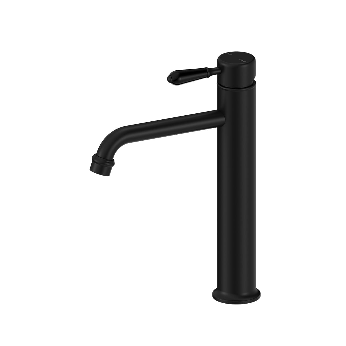 York Straight Tall Basin Mixer With Metal Lever Matte Black