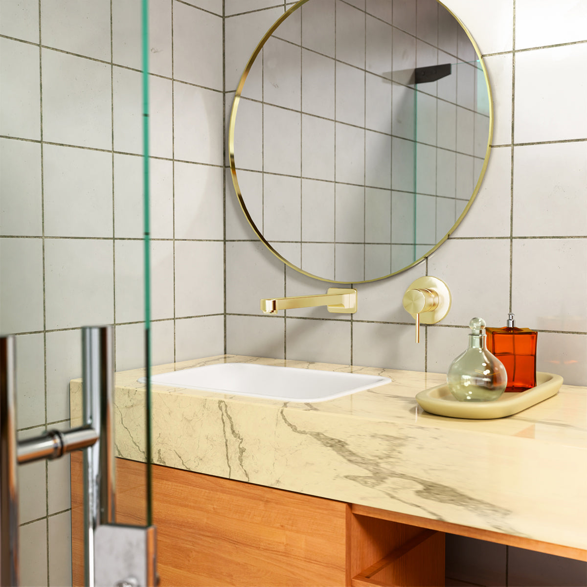 Mecca Shower Mixer 80mm Plate Brushed Gold