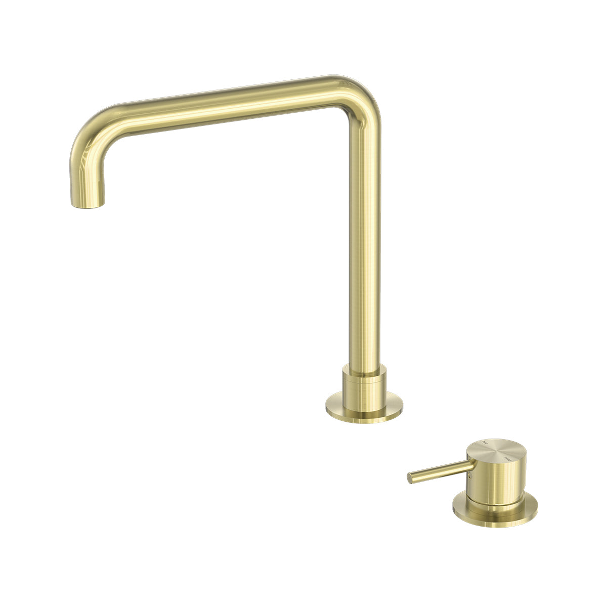 Mecca Hob Basin Mixer Square Swivel Spout Brushed Gold