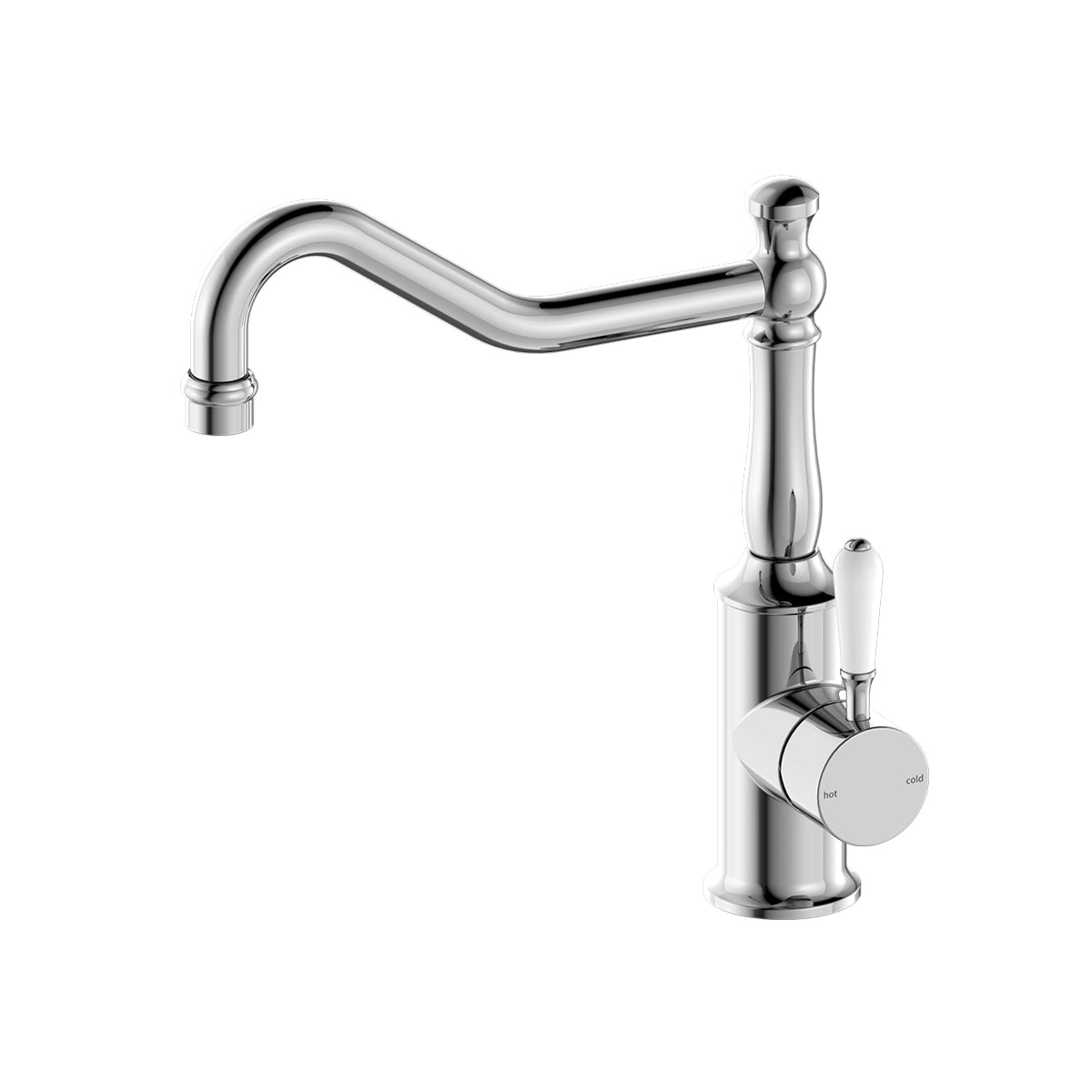 York Kitchen Mixer Hook Spout With White Porcelain Lever Chrome
