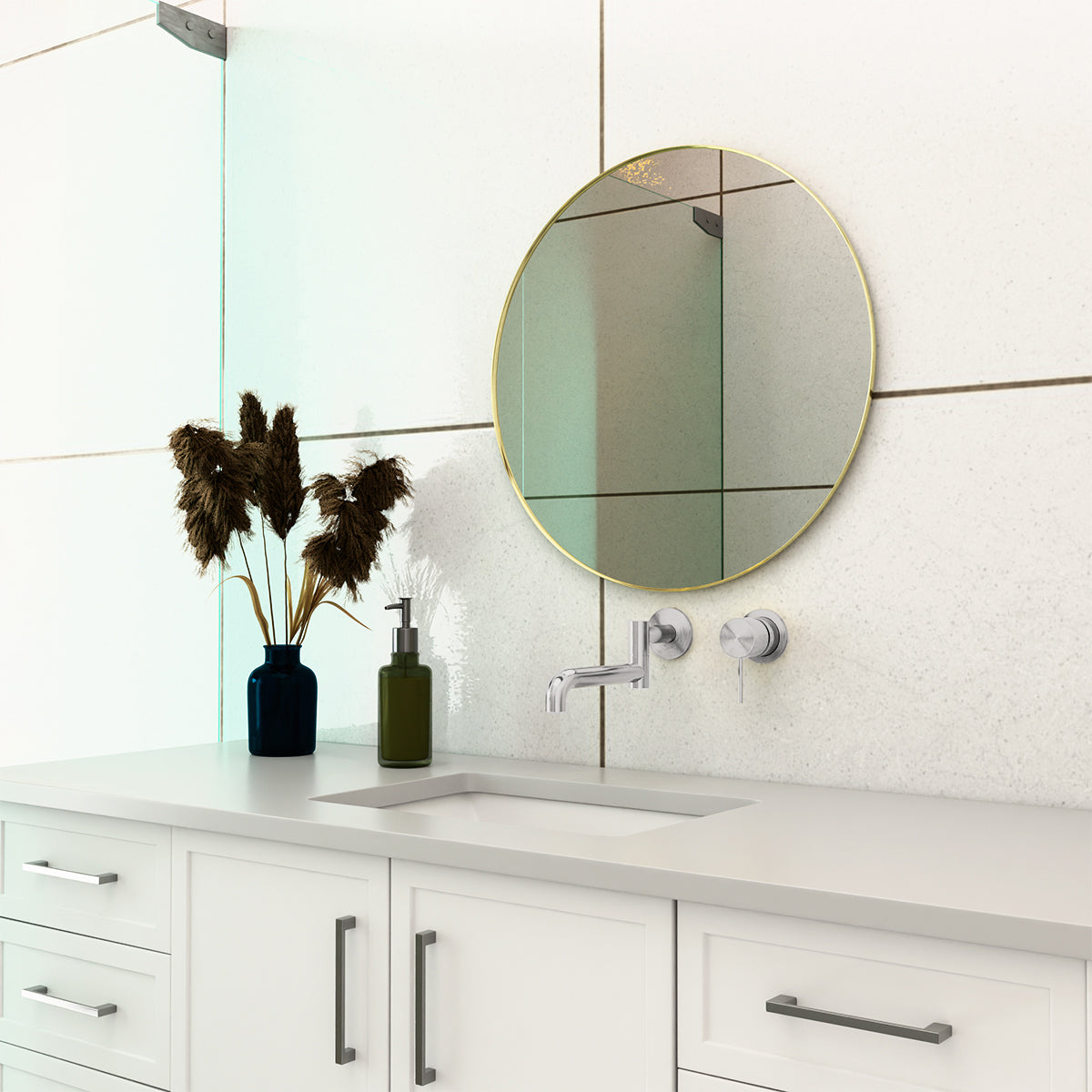 Mecca Wall Basin/Bath Mixer Swivel Spout 225mm Brushed Nickel