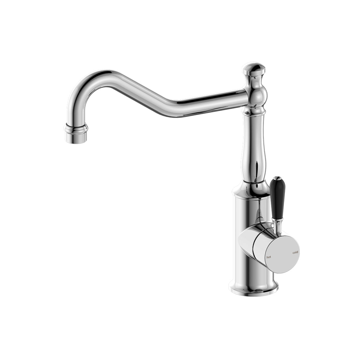 York Kitchen Mixer Hook Spout With Black Porcelain Lever Chrome