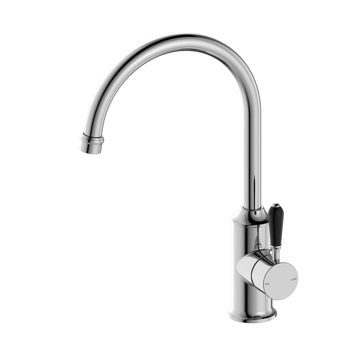 York Kitchen Mixer Gooseneck Spout With Black Porcelain Lever Chrome