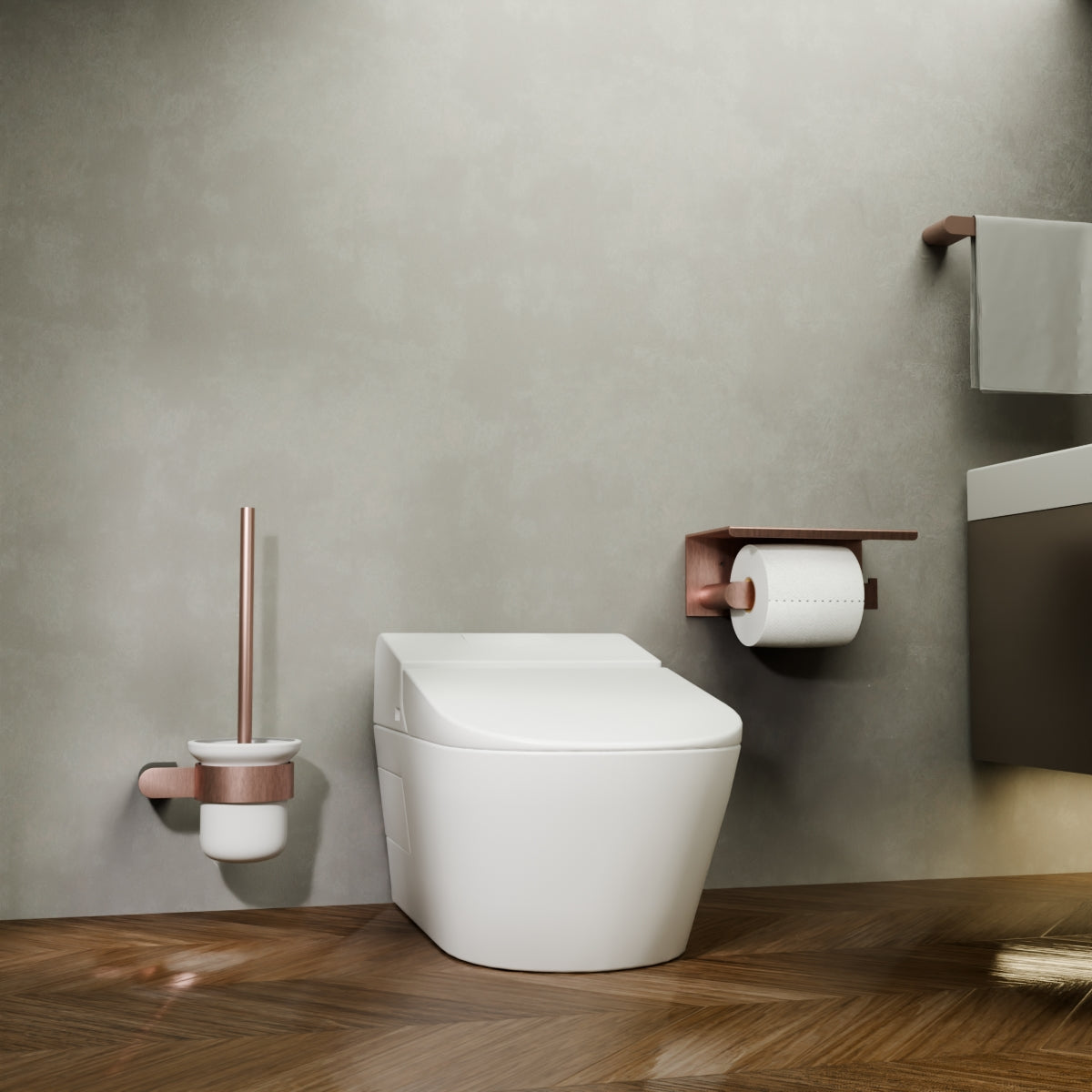 Bianca Toilet Roll Holder With Phone Holder Brushed Bronze