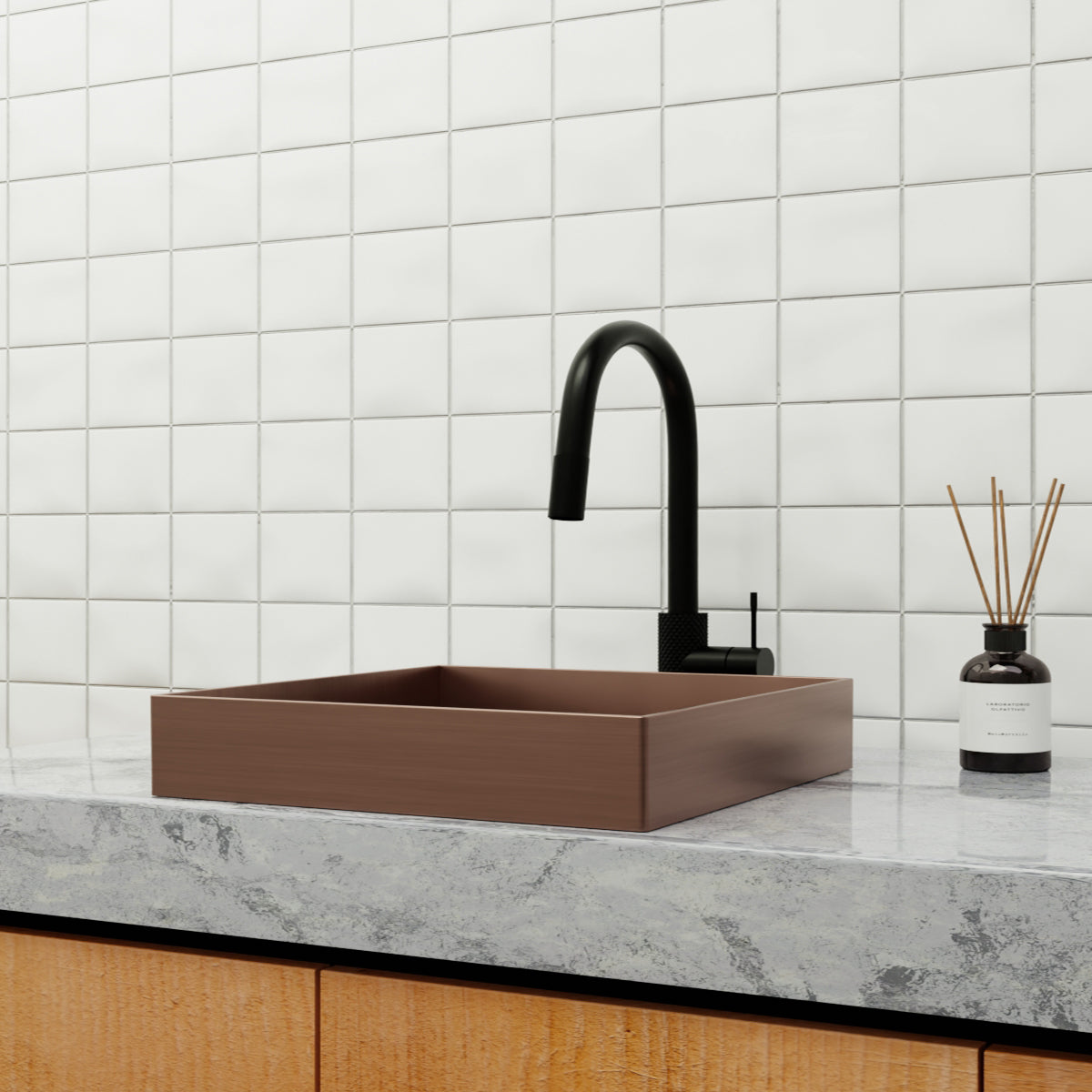 Opal Rectangle Stainless Steel Basin Brushed Bronze