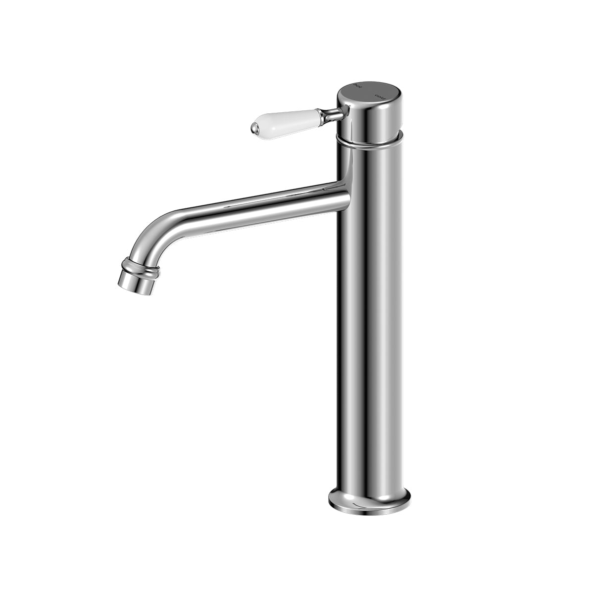 York Straight Tall Basin Mixer With White Porcelain Lever Chrome