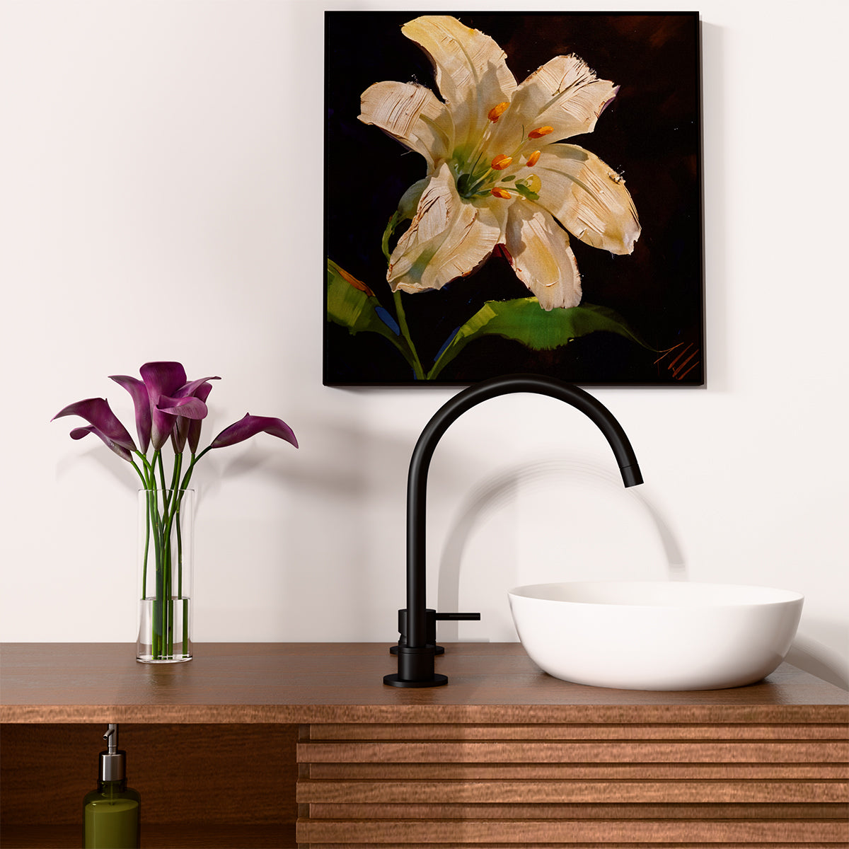 Mecca Hob Basin Mixer Round Swivel Spout Matte Black