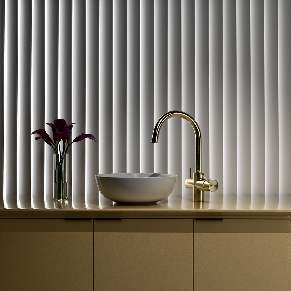 Mecca 3 Way Filtered Mixer Tap Brushed Gold