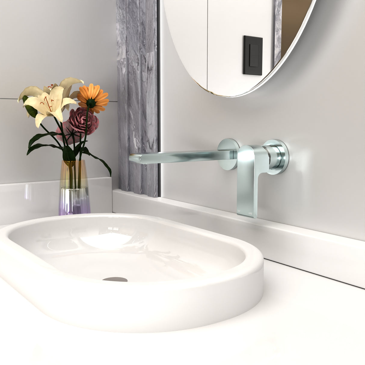 Bianca Wall Basin/Bath Mixer Separate Back Plate 187mm Chrome