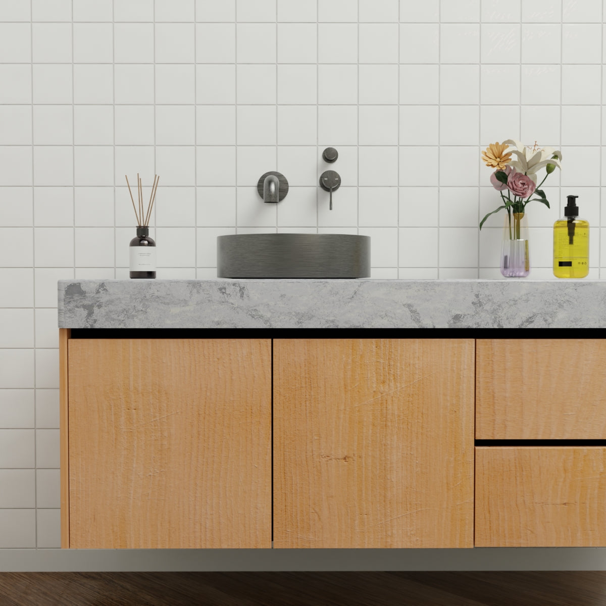 Opal Shower Mixer With Divertor Separate Plate Graphite