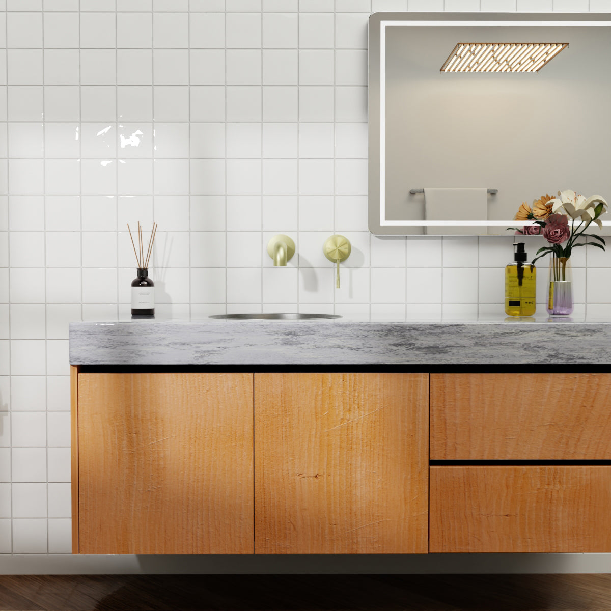 Opal Wall Basin/Bath Mixer Separate Back Plate 120mm Brushed Gold