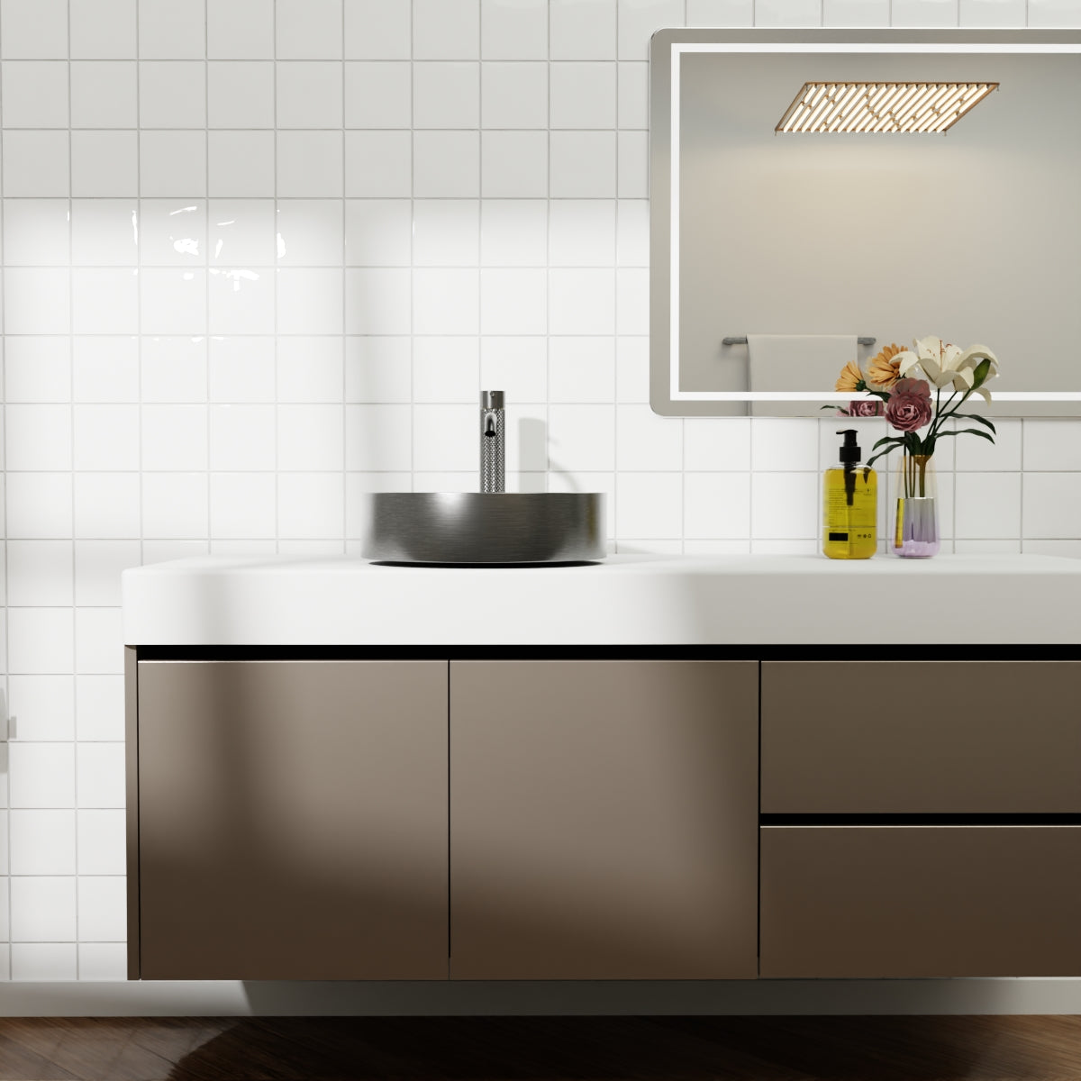 Opal Round 400mm Stainless Steel Basin Graphite