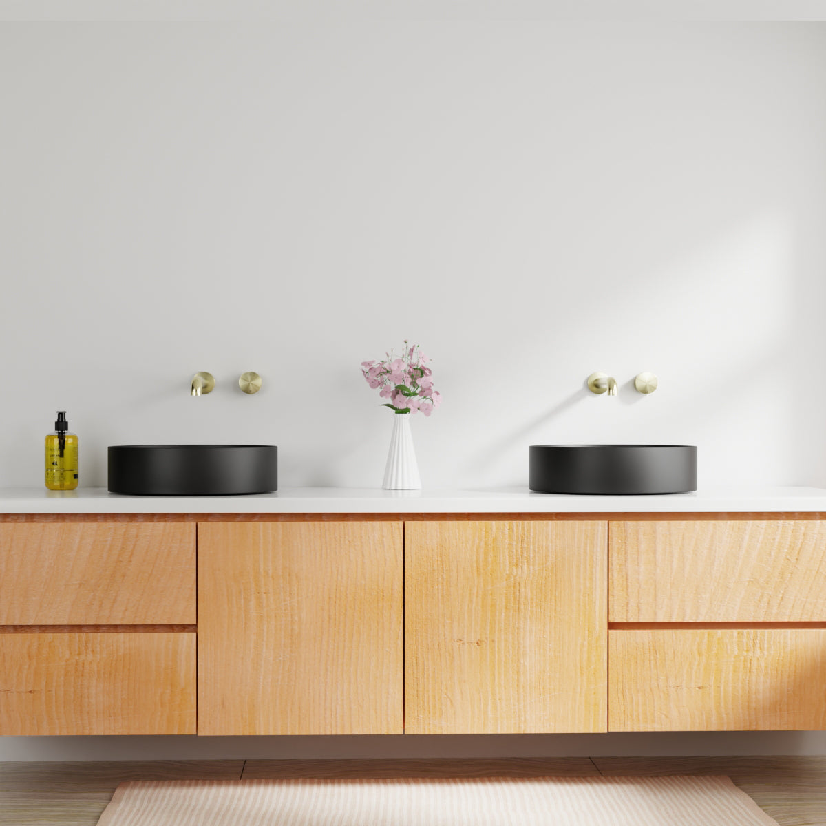 Kara Progressive Wall Basin/Bath Set 260mm Brushed Gold