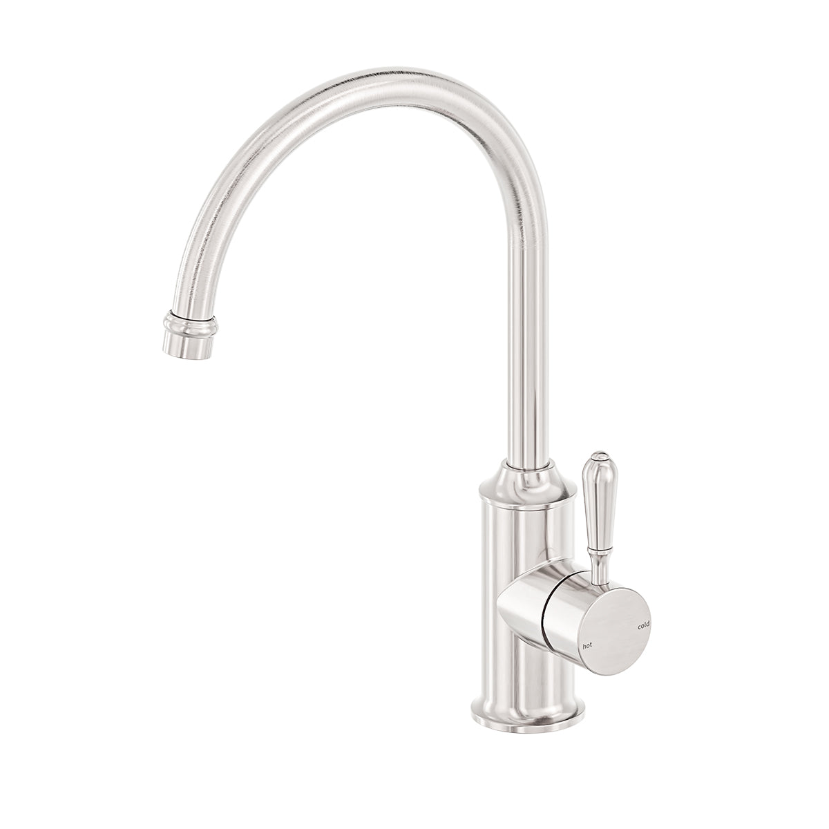 York Kitchen Mixer Gooseneck Spout With Metal Lever Brushed Nickel