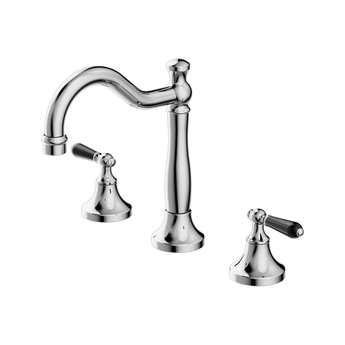 York Basin Set With Black Porcelain Lever Chrome