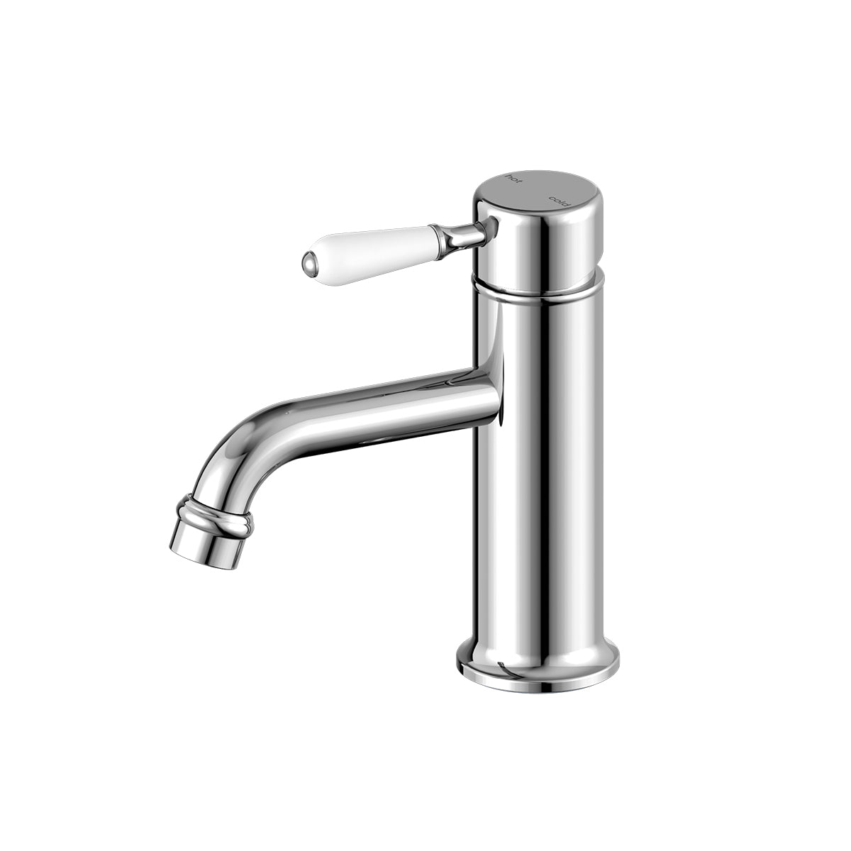 York Straight Basin Mixer With White Porcelain Lever Chrome