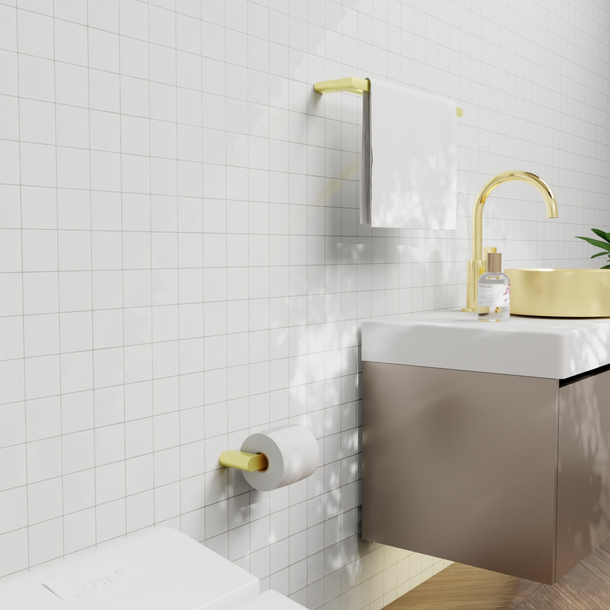 Bianca Double Towel Rail 600mm Brushed Gold