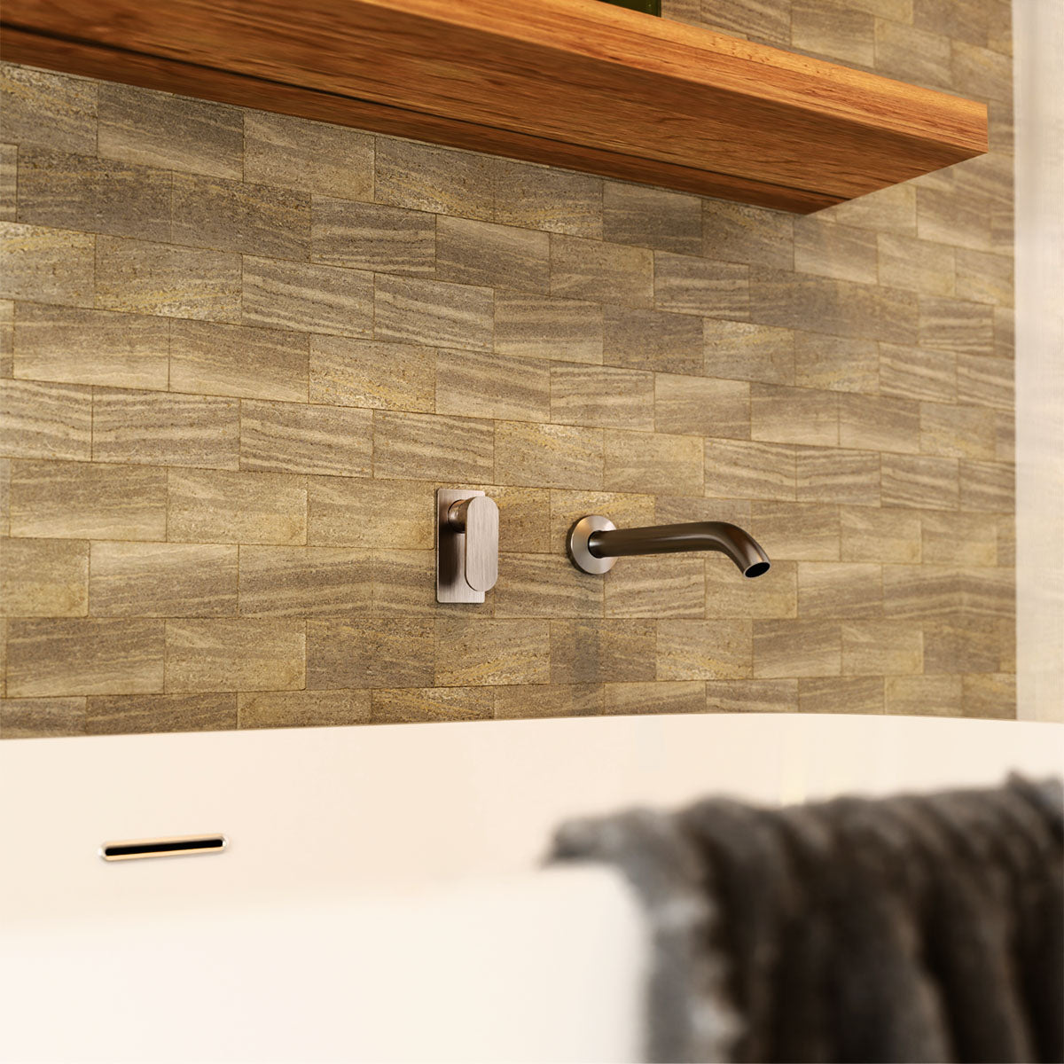 Ecco Wall Basin/Bath Mixer Separate Back Plate Gun Metal