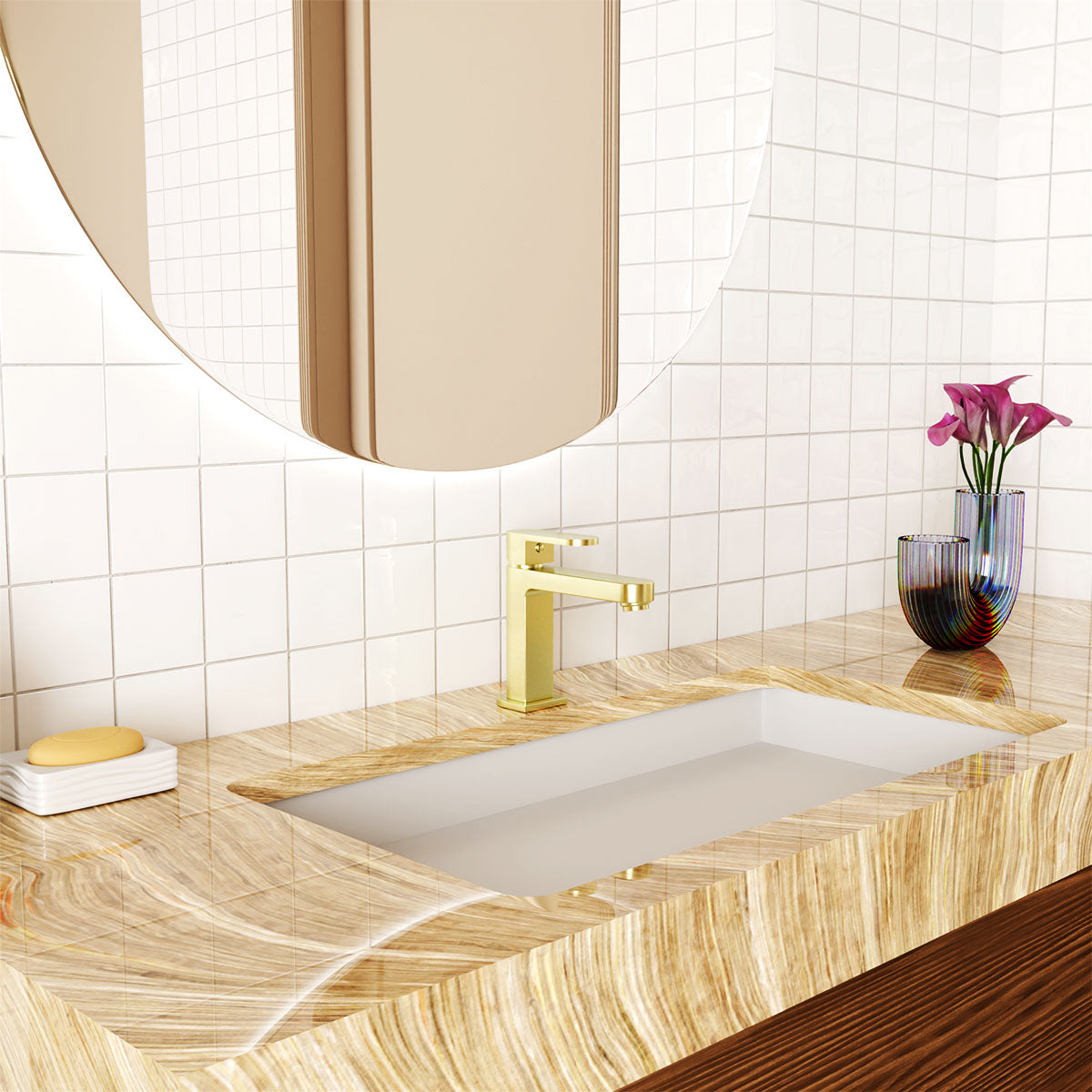 Ecco Short Basin Mixer Brushed Gold