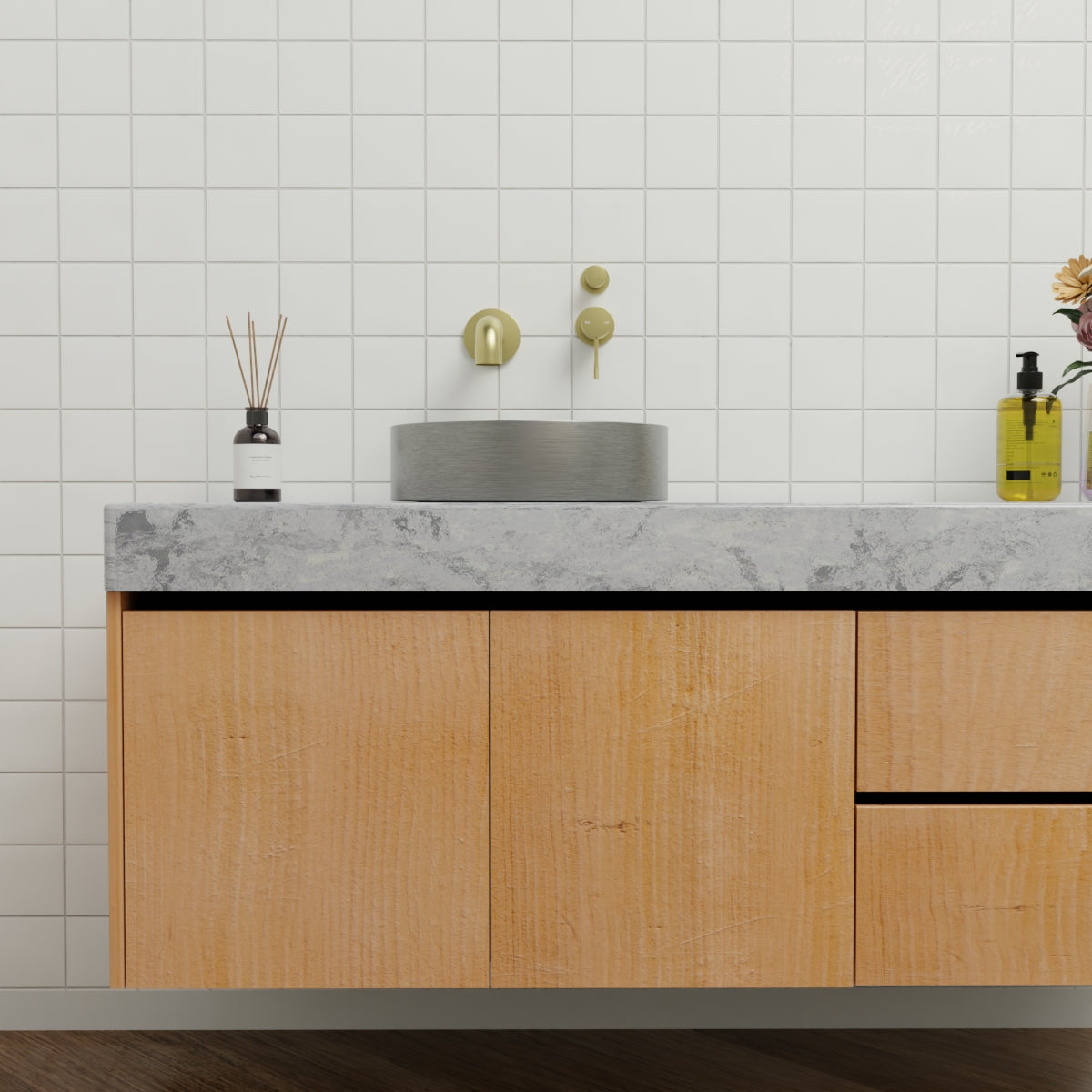 Opal Shower Mixer With Divertor Separate Plate Brushed Gold