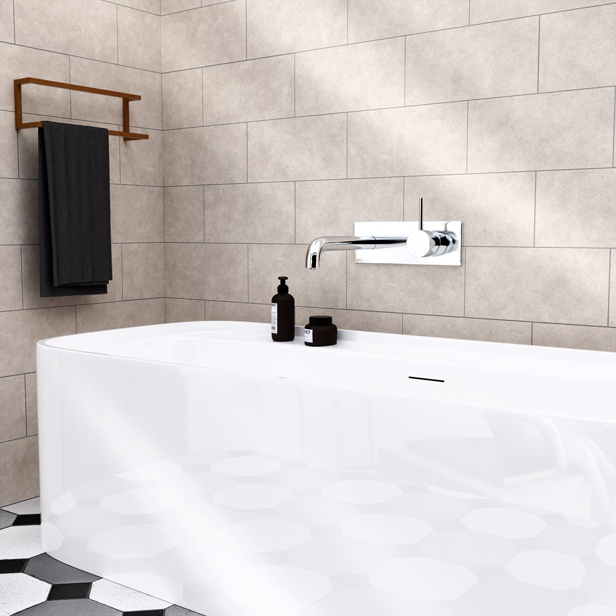 Mecca Wall Basin/Bath Mixer Handle Up 185mm Chrome