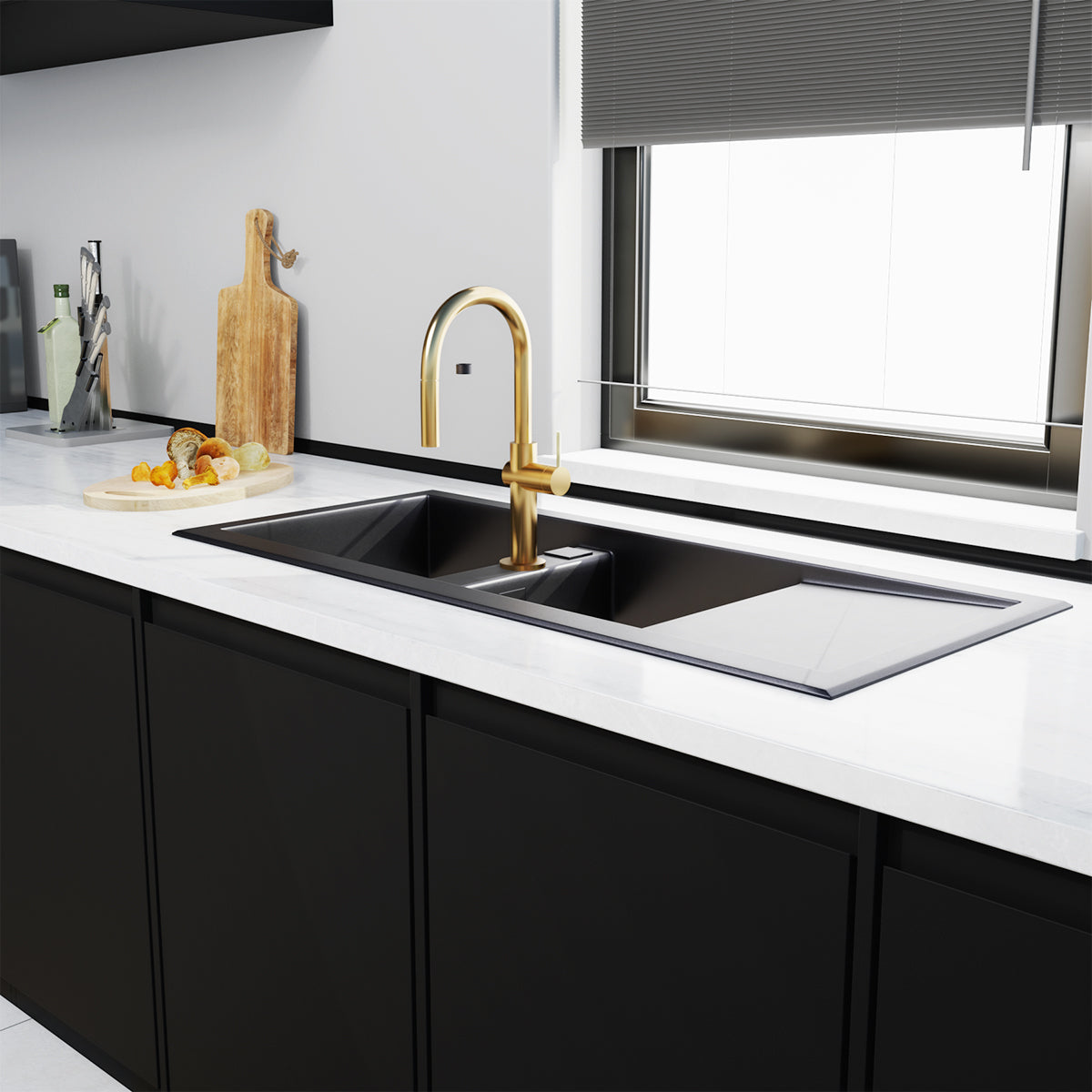 Crue Kitchen Mixer Brushed Brass