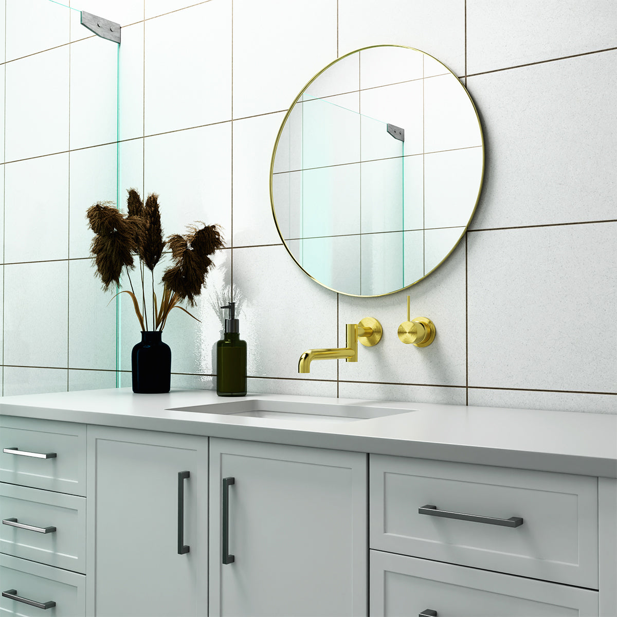 Mecca Shower Mixer Handle Up 80mm Plate Brushed Gold