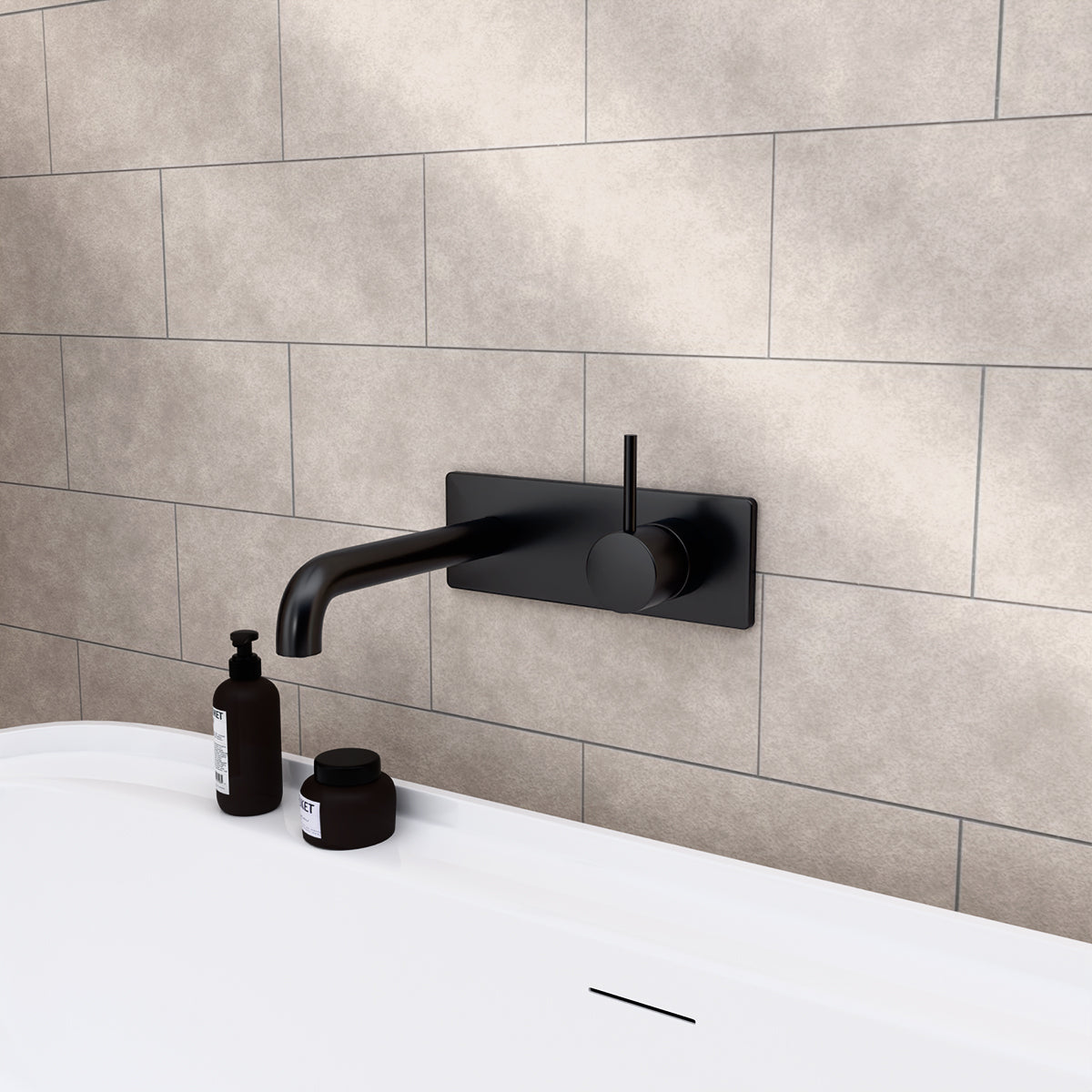 Mecca Wall Basin/Bath Mixer Handle Up 160mm Matte Black