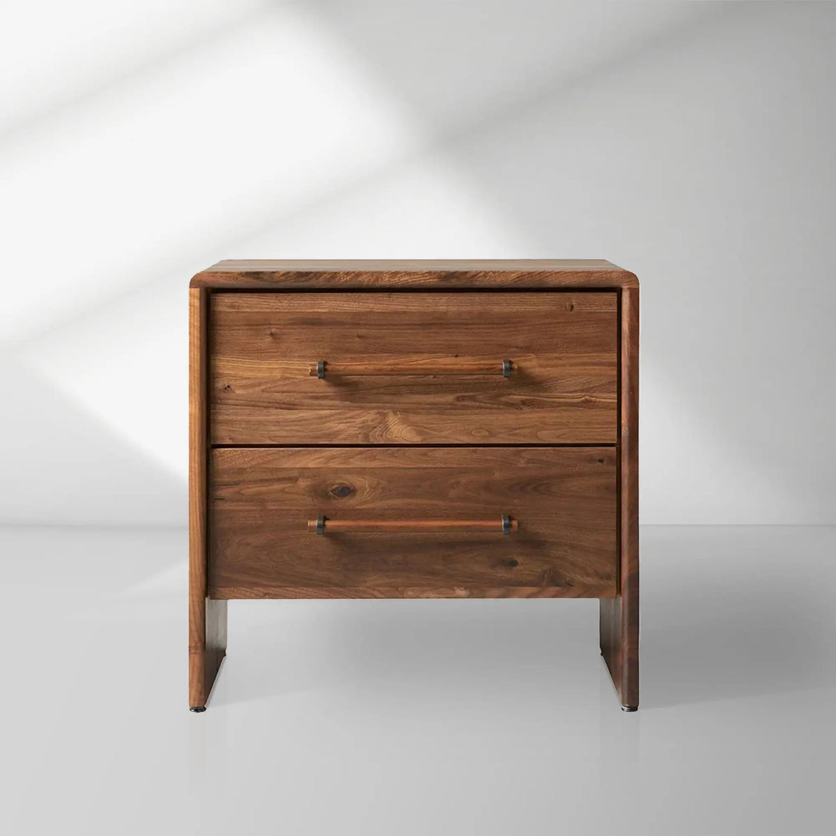 Miller Closed Nightstand Solid Walnut Nightside Table with Drawers