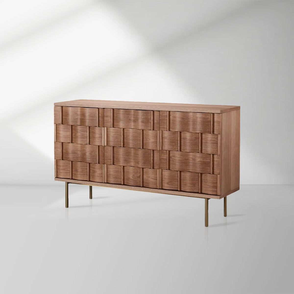 Ariel Woven-Texture 3-Door Sideboard Scandinavian Wood Storage Cabinets