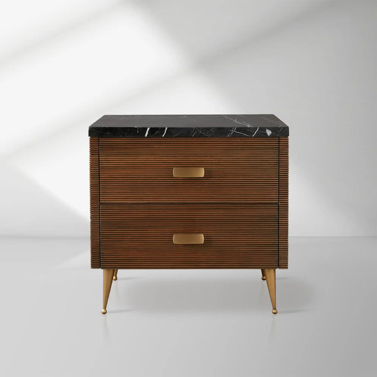 Giselle Mahogany Nightstand Wood Two-Drawer Chest Nightside Table Cabinet