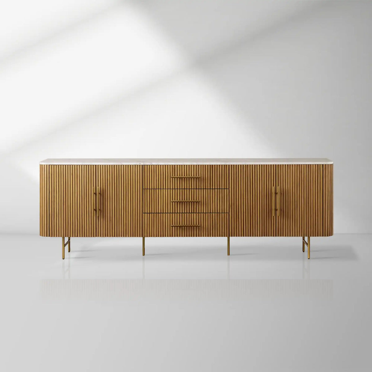 Finnley Sideboard Carrara Marble & Bluestone Top Buffet Cabinet With Drawer